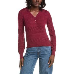 &Isla Womens  Serena Stitch Polo Neck Sweater, Red